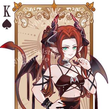 扑克牌，oc，恶魔，红发，欧式