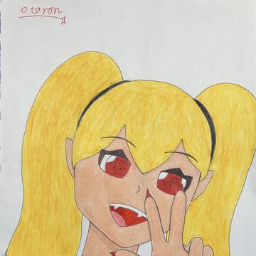 従姉にピース写真を撮ってもらうオリキャラ