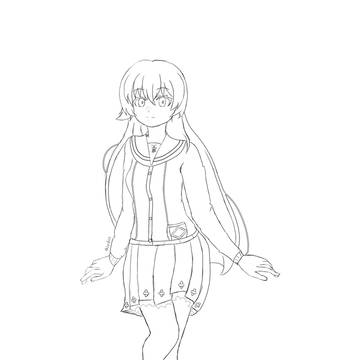 Loose hair Hifumi sketch WIP