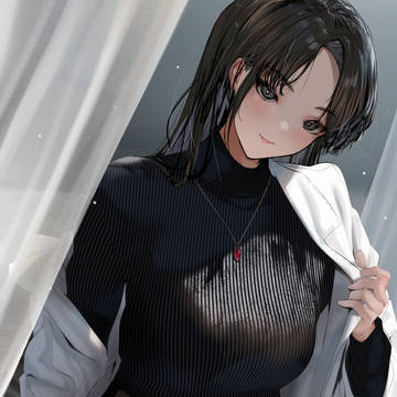 黒スト白衣黒ニット