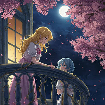 春の夜、百合でバルコニーシーン