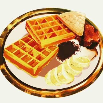 チョコバナナワッフル