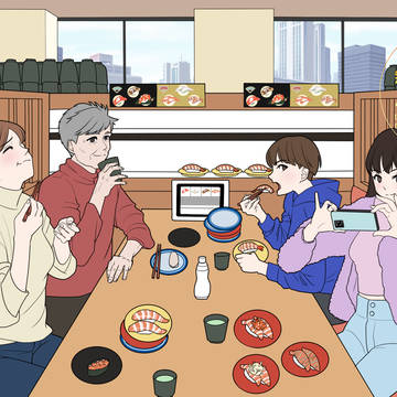 食事風景、回転ずし
