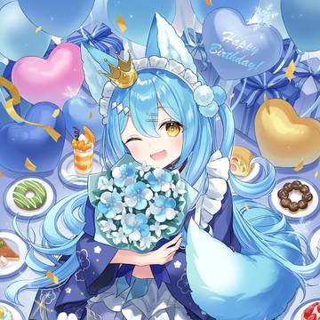 雪餅ののめ様誕生日お祝いイラスト