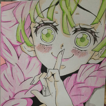 水彩で甘露寺蜜璃！！