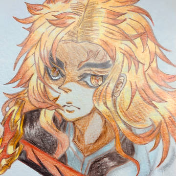 色鉛筆で煉獄杏寿郎( 鬼滅の刃 )