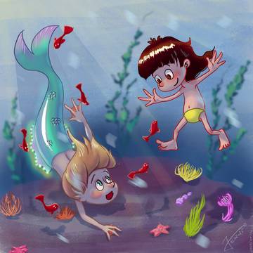 Mermaid and boy...