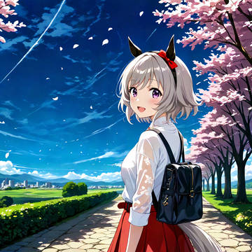 カレンチャンと桜並木