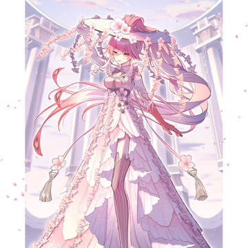 水鏡と朝桜