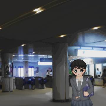 駅にて…