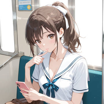 【桜井香乃】セーラー服で通学中グラビア