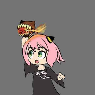 anya holding a tako plane