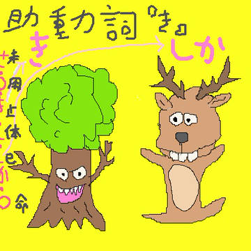 古文助動詞『き』の已然形『しか』のイメージラクガキ