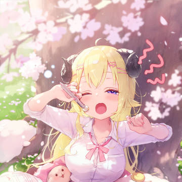 角巻わため🐏眠たくなっちゃうねぇ?【fanart】+過程