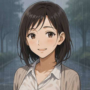 アオイのブラウス雨に透ける