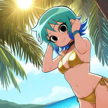 Ramona Wearing a Golden Bikini