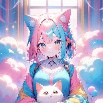 カラフルな猫耳女の子