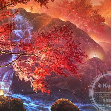 秋宵の紅葉谷