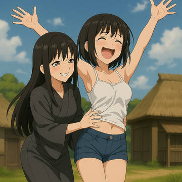 金縛りでバンザイにされたまま幽霊にくすぐられる女性