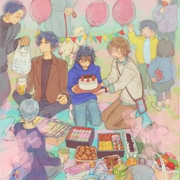 フレンドリーラボ　ニシくんとヒガシくんのお誕生日の絵