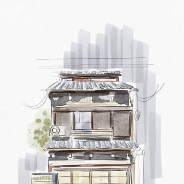 昭和の町家スケッチ – 水彩イラスト