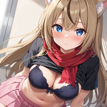 下着を選ぶ猫耳サムライガール