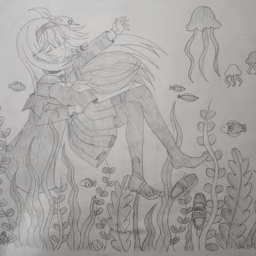 普拉娜被水草缠住