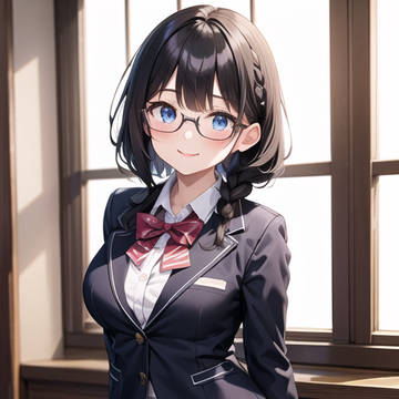 巨乳な三つ編みメガネっ娘中学生