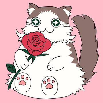 ウキねことバラ