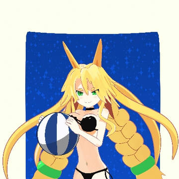 Metallia in a swimsuit.