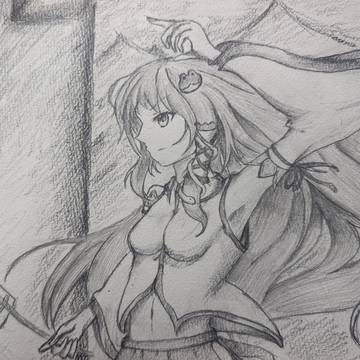 東風谷早苗 鉛筆画
