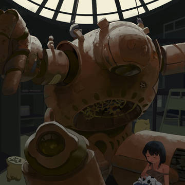 broken robot and girl