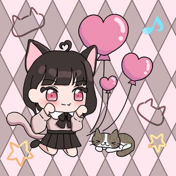 ねこちゃんと戯れる女の子