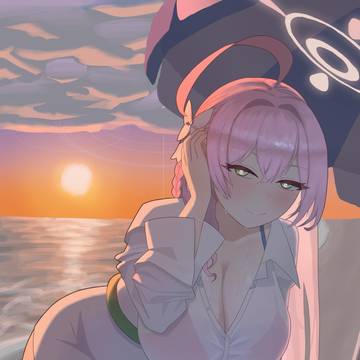大海、戏水与夕阳