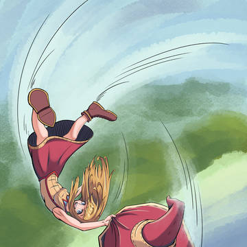 A falling witch