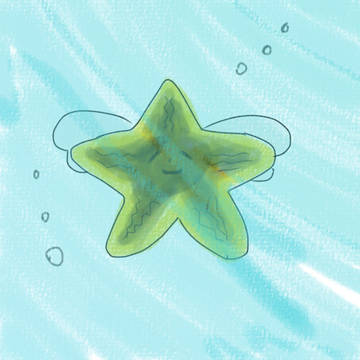 水族館に貼り付いてﾜｰｲするヒトデ