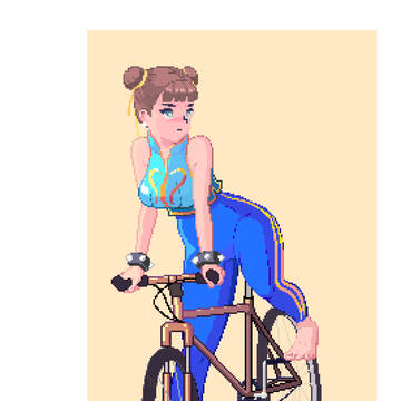 Chun Li on Bicycle