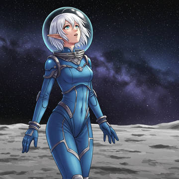 An Elf on the Moon in Awe