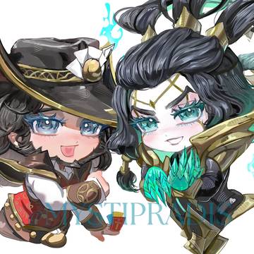Twisted Fate and Thresh chibi