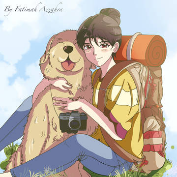Anime Girl With Her Pet
