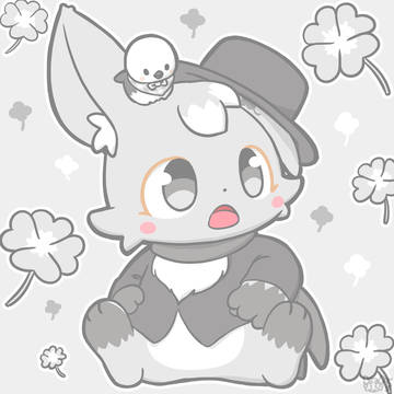 モノクロな背景の中のたびマルフェリちゃん