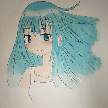 薄浅葱色 (うすあさぎいろ) の髪の毛の女の子