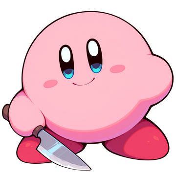 Kirby with a knife