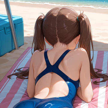 School Swimsuit on beach!! 2