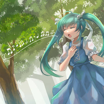 森の中で歌う少女