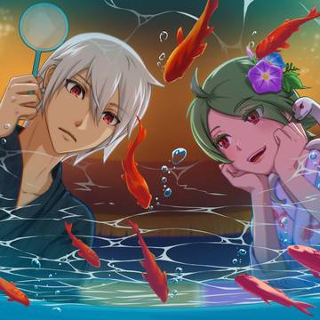 祭りばやしと金魚すくい
