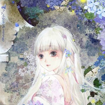 有紫阳花与萤火虫的夜光