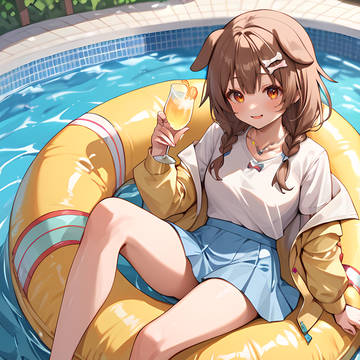 Korone Enjoy The Pool