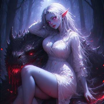 demon sitting on dragon