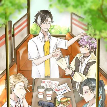 男子高中生聚在一起寫作業